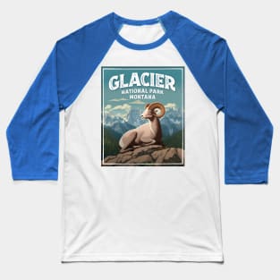 Glacier National Park Bighorn Sheep Baseball T-Shirt